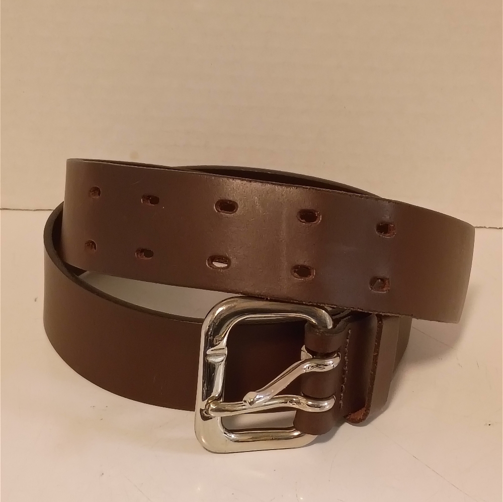 Unbranded Genuine Leather Double‎ Prong Men's Dark Brown Belt Casual At leisure